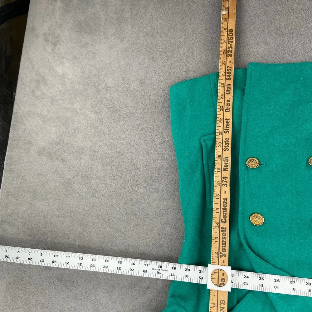 Old Navy Womens‎ Emerald Green Wool Blend Pea Coat Gold Buttons Size Small 4941
